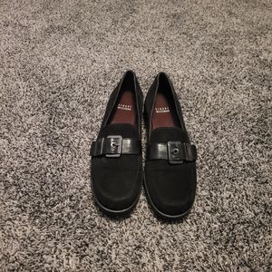 Stuart Weitzman black suede platform loafer